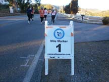 Mile marker one of the Morgan Hill Marathon. Photo by Alheli Curry.