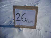 The final mile marker in the Antartic Ice Marathon