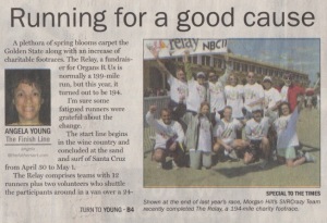 Scan of article in the Morgan Hill Times by writer Angela Young
