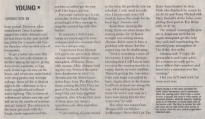 Scan of article in the Morgan HIll Times by writer Angela Young