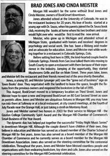 Article about Brad Jones and Cinda Meister by writer Angie Young