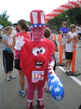 Angela Young dressed as a big heart for the Freedom 5K run in Morgan Hill