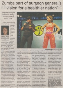 Top of scan of Zumba article  by Angela Young